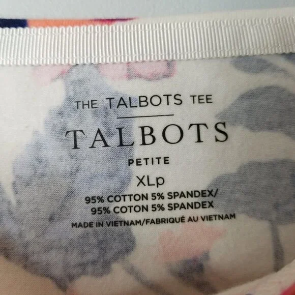 Talbots 3/4 Sleeve Coral & Blue Floral Shirt XLp Extra Large Petite - Picture 5 of 7